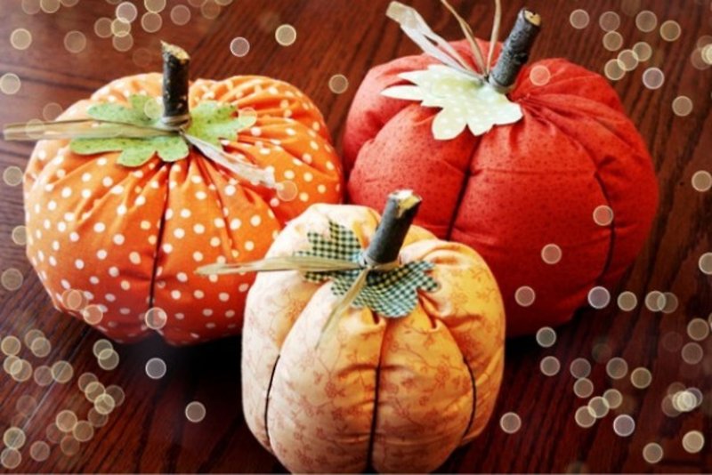 DIY Fabric Halloween Plush Pumpkin Sewing Pattern, Autumn DIY. - Knitting, Embroidery, Felted Wool & Sewing - Cotton & Hemp Multicolor