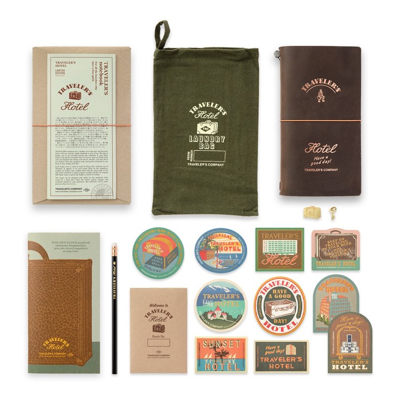 【日本同步發售】Traveler's Notebook 限量版文具組 飯店 - 筆記本/手帳 - 真皮 咖啡色