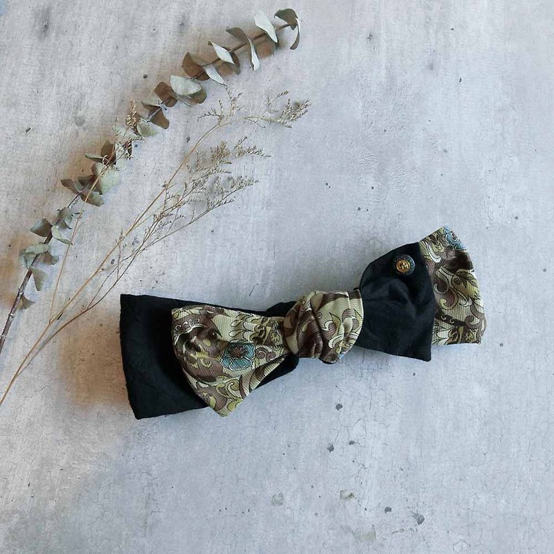 Baroque bow tie hair band - Headbands - Cotton & Hemp Black