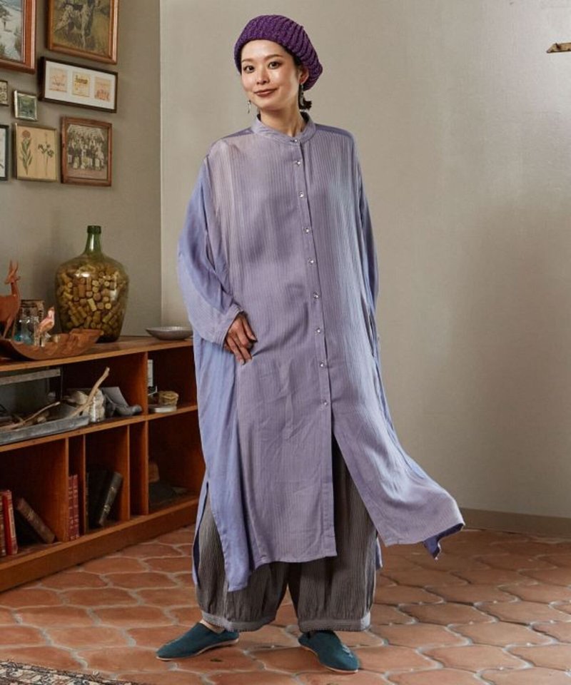 [Popular Pre-order] Tuareg Cross Embroidered Long Shirt Dress (4 Colors) IDS-4301 - ชุดเดรส - วัสดุอื่นๆ หลากหลายสี