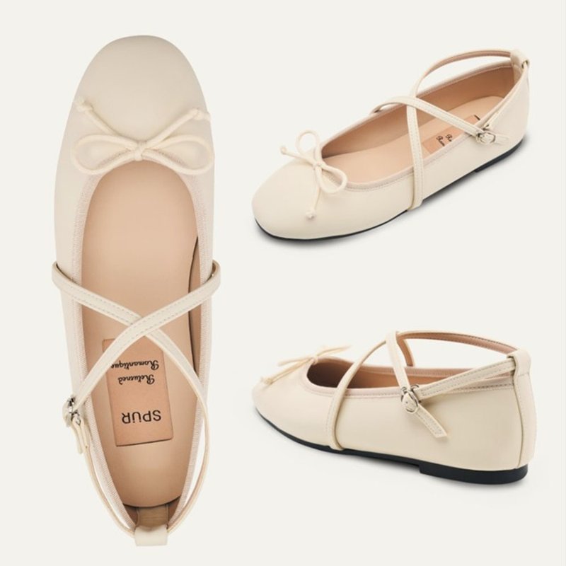 PRE-ORDER SPUR Strap Ballet Core Flat -US8001IV - รองเท้าหนังผู้หญิง - วัสดุอื่นๆ 