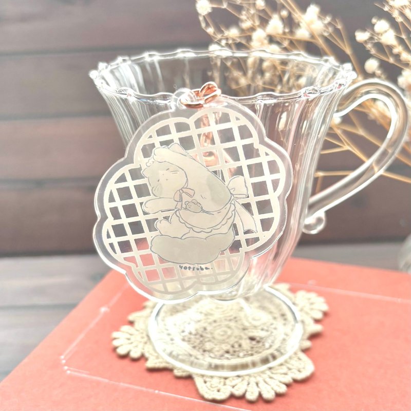 アクリルキーホルダー　おひるね猫ちゃん　ホログラム仕様 - 鑰匙圈/鑰匙包 - 壓克力 白色