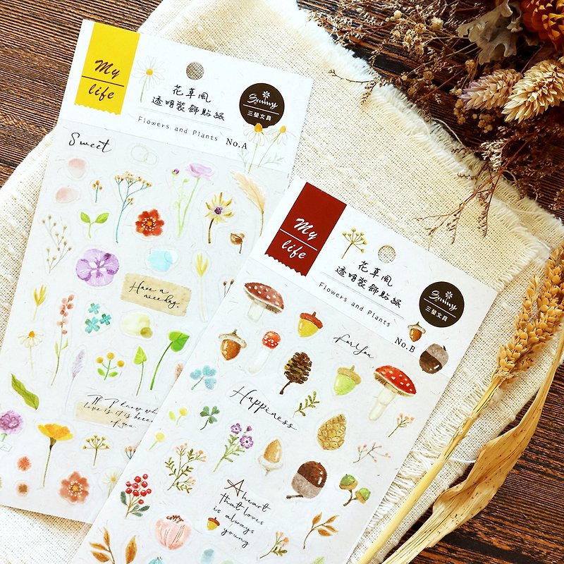 Floral style transparent decorative stickers (2 pictures) - Stickers - Other Materials 