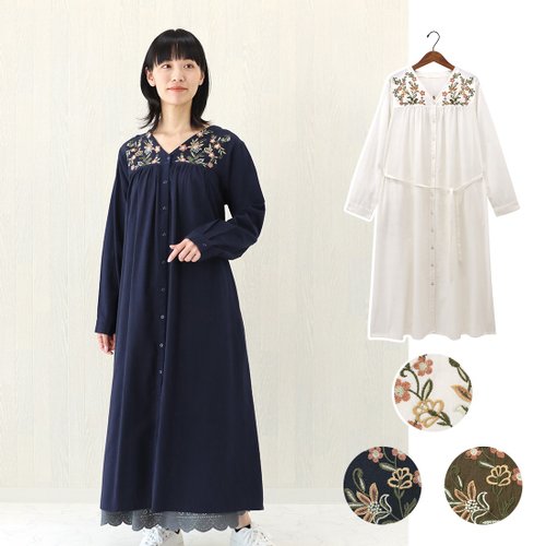 Moonstar House 星月屋 【預訂】印度製 仿古刺繡亞麻長裙