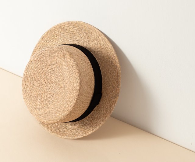 ほぼ未使用【HUNTISM】Panama Boater Hat　焼き印有 Classic Panama Boater