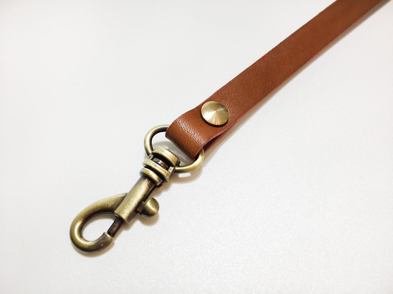 Genuine Leather Leather Handle Strap Wrist Strap Bag Bag Back Strap Hand Strap Bag Chain Metal Chain - Belts - Genuine Leather Brown