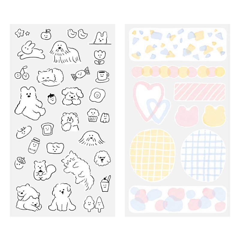 MIDORI PDA special stickers 2 pieces - cute animals - Stickers - Paper 