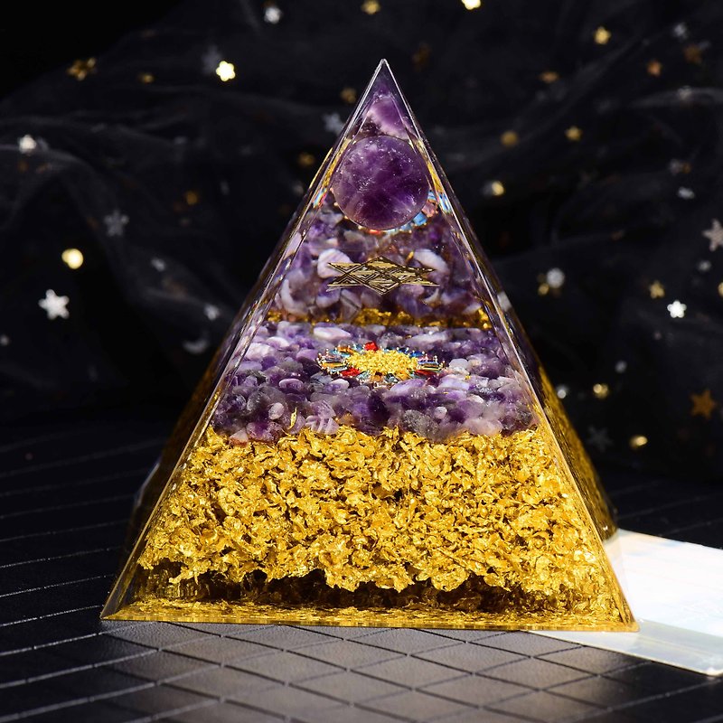 12cm Oversized Acrylic Pyramid Orgonite/Chakra/Meditation/Energy Amethyst - Items for Display - Resin 