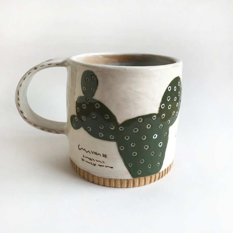 Forest Department Succulent Cactus Bird Coffee Cup Mug - แก้ว - ดินเผา ขาว