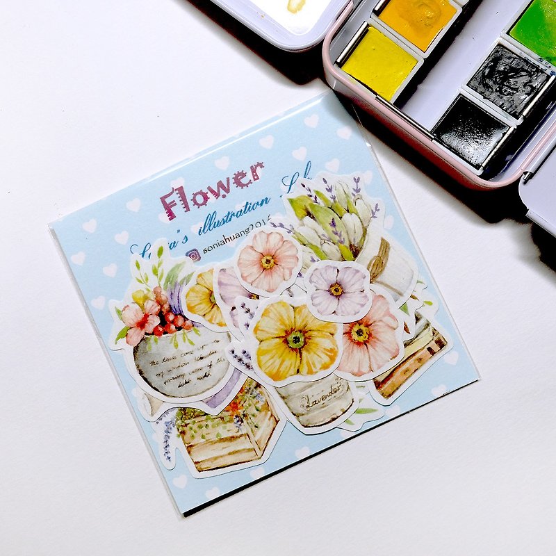 Flower hand-painted stickers - Stickers - Paper 