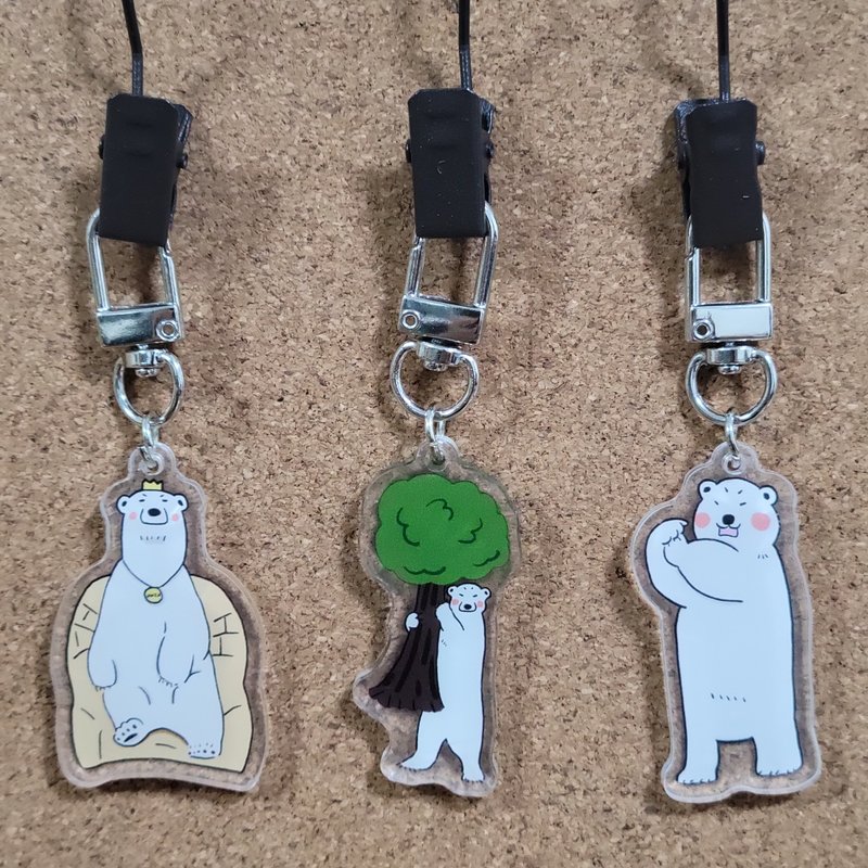 Polar Bear/White Bear Acrylic Sided Acrylic Keychain (Pendant) + Sticker Set 3 Types - Keychains - Acrylic 