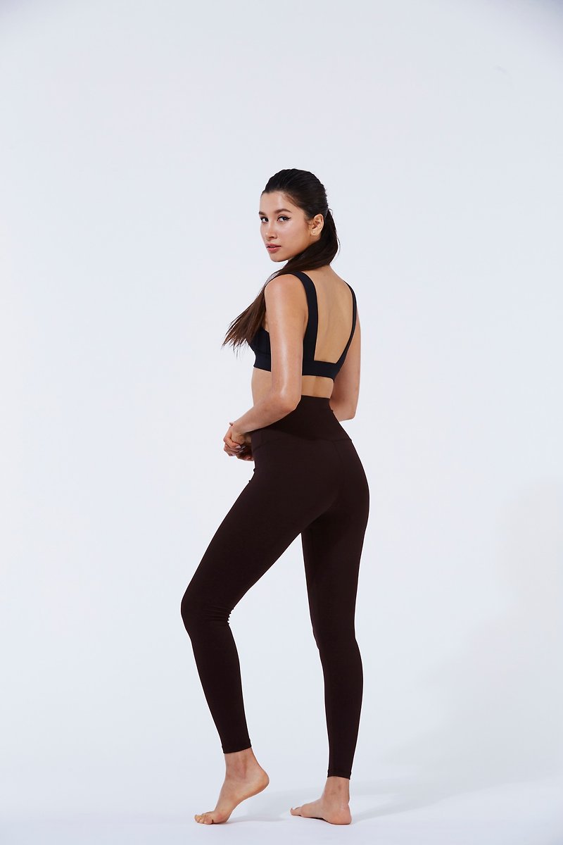 //Collagen skin beautifying series//High-waist abdominal repair sports leisure yoga pants Pu&#39;er tea black