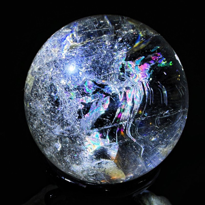 Ultra-rare billion-year-old water bile crystal ball water bile ball 46MM rainbow light beast - Items for Display - Crystal Multicolor