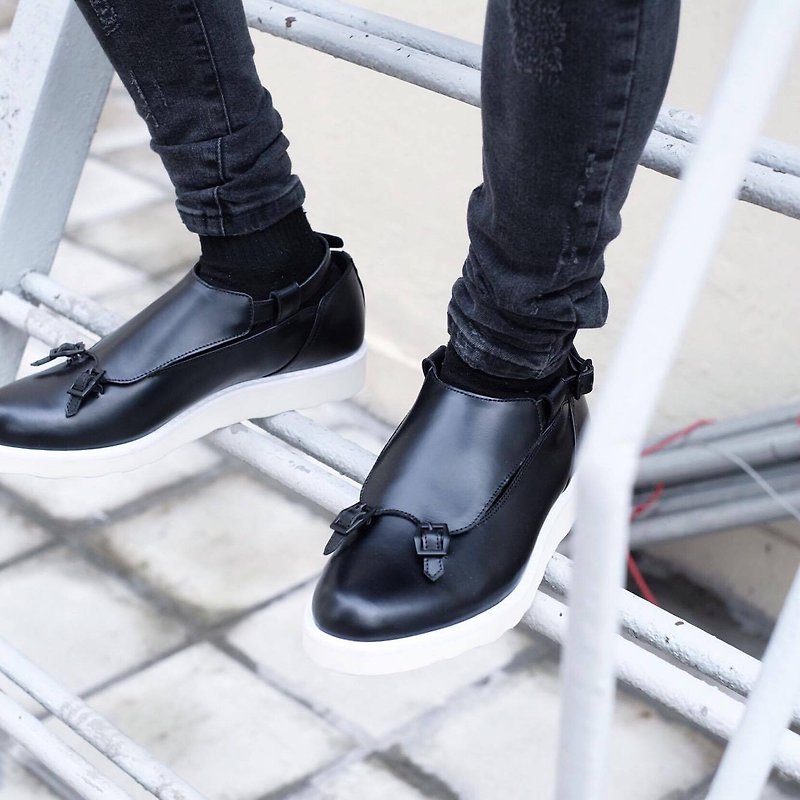 Placebo Black Buckle platform - Men's Casual Shoes - Genuine Leather Black