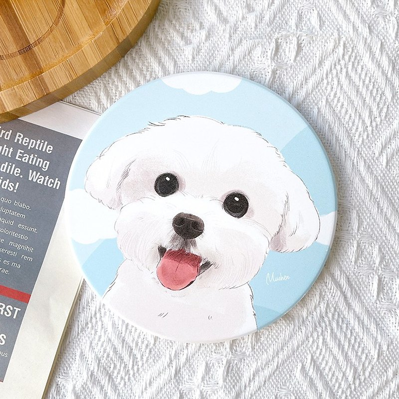 Marshmallow Mar-round ceramic absorbent coaster/animal/homeware