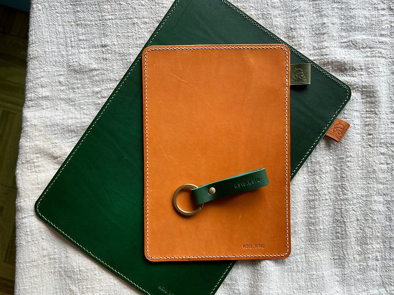 Yellow brown | Leather texture mouse pad | Writing pad | Customizable size | This is 30X45cm - Mouse Pads - Genuine Leather Orange