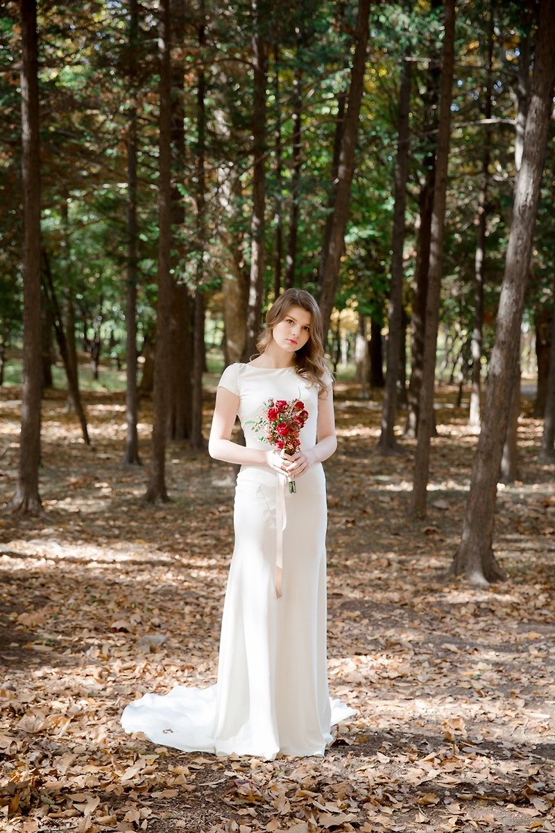悉尼婚纱/晚装 - 連身裙 - 聚酯纖維 白色