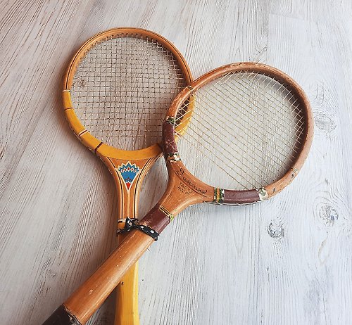 RetroRussia Soviet tennis rackets vintage - wooden tennis racquet pair made in USSR