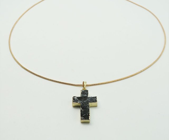 ダブル クロス 十字架 ネックレス チェーン リング 70cm