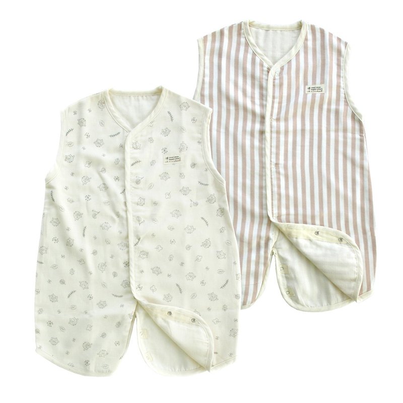 Organic Cotton Babies Sleeveless Sleep Sack Wearable Blanket Beige/Tan Stripes - Other - Cotton & Hemp 