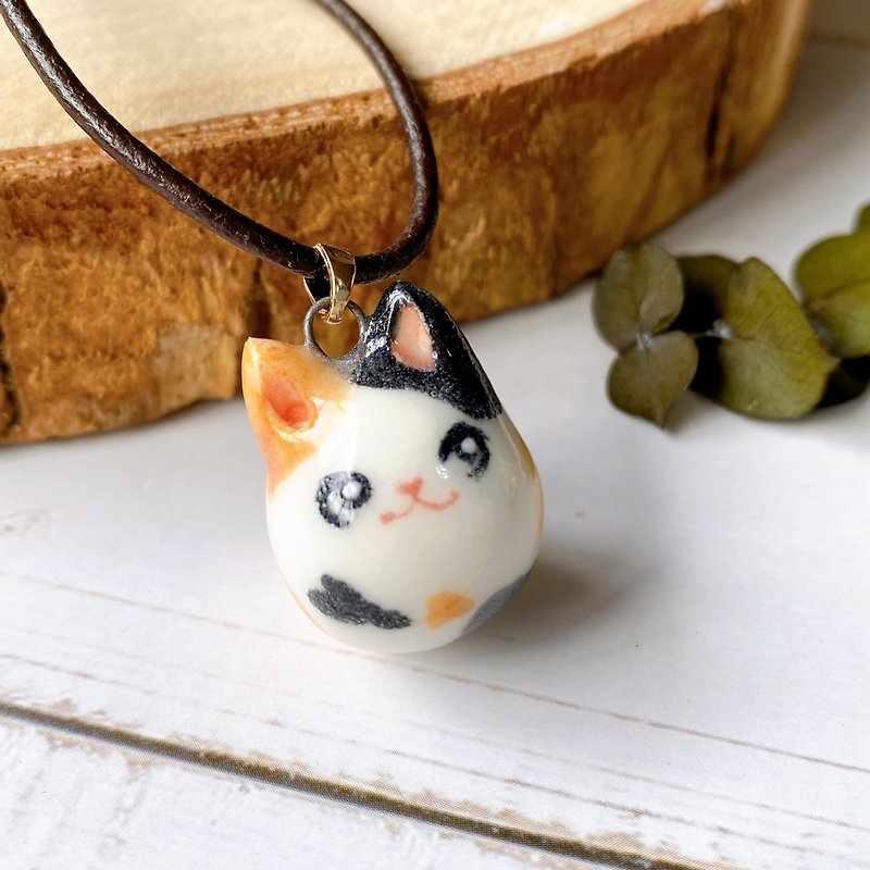 Porcelain Necklaces Orange - [Fragrance Gift] Perfume Essential Oil Necklace - Calico Cat | Handmade Ceramic Art Relaxing Fragrance Gift Box