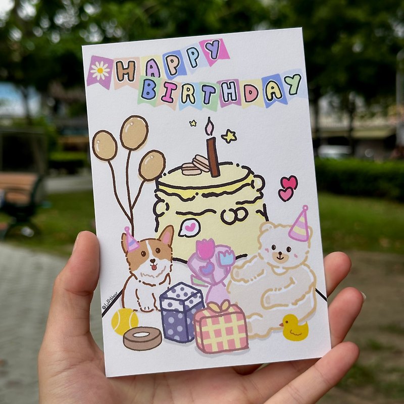 澳門原創手繪 Luffy 明信片- 生日快樂款 - 心意卡/卡片 - 紙 多色
