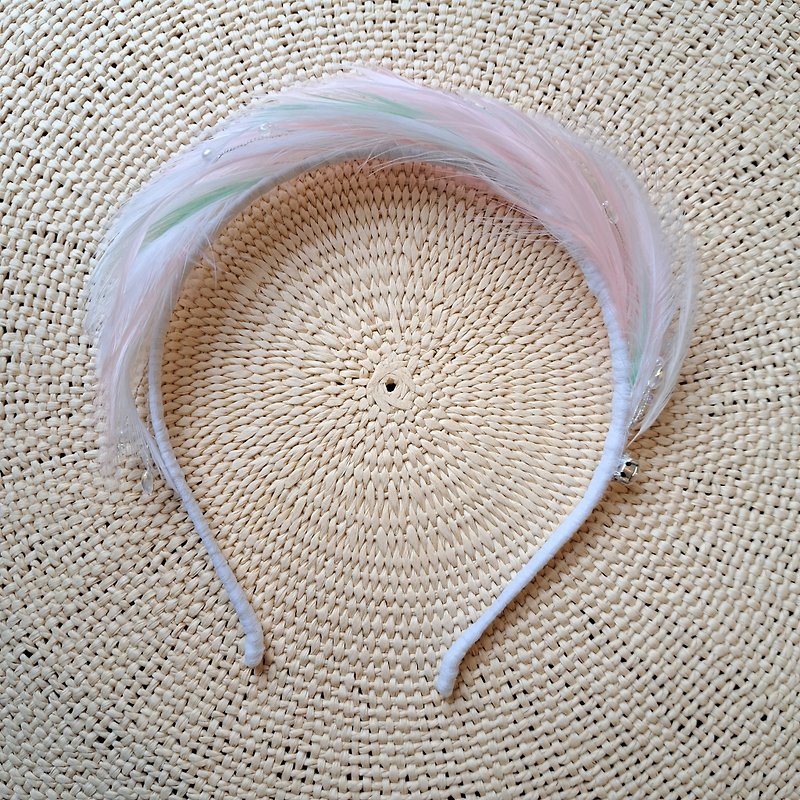 Handmade feather headband-Fantasy Ballet Series-Marshmallow Girl - ที่คาดผม - วัสดุอื่นๆ สึชมพู