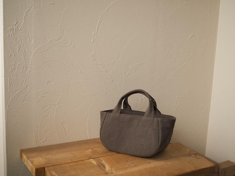 Round tote with lid S (Grayish brown) - Handbags & Totes - Cotton & Hemp 