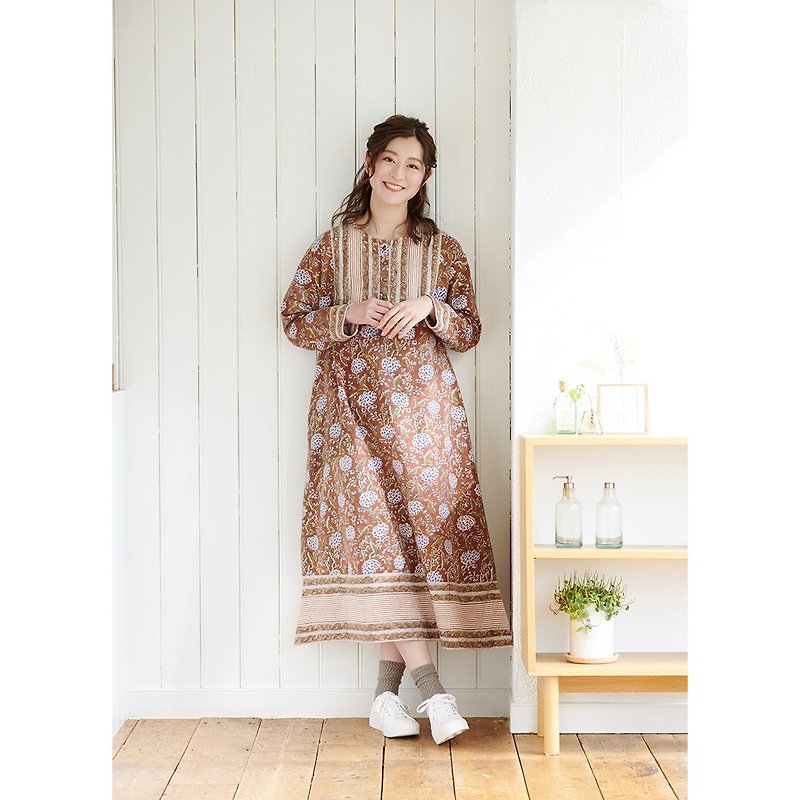 [Popular pre-order] Retro traditional Indian print dress (3 colors) 41023360151 - ชุดเดรส - ผ้าฝ้าย/ผ้าลินิน 