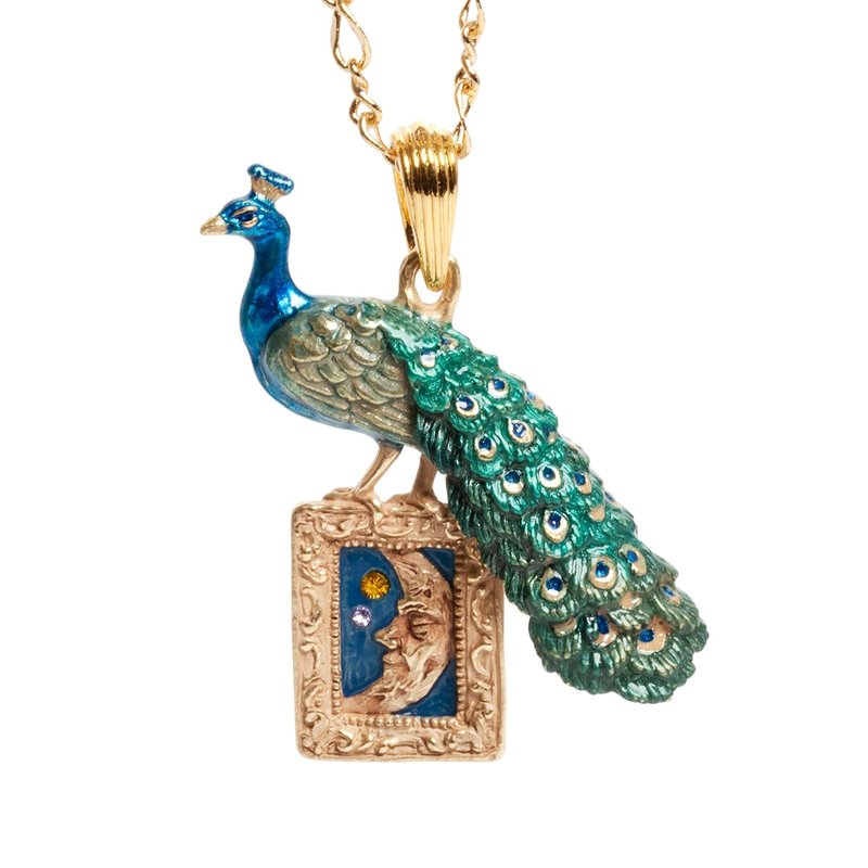 Peacock on the Luna NE476 - Necklaces - Other Metals Blue