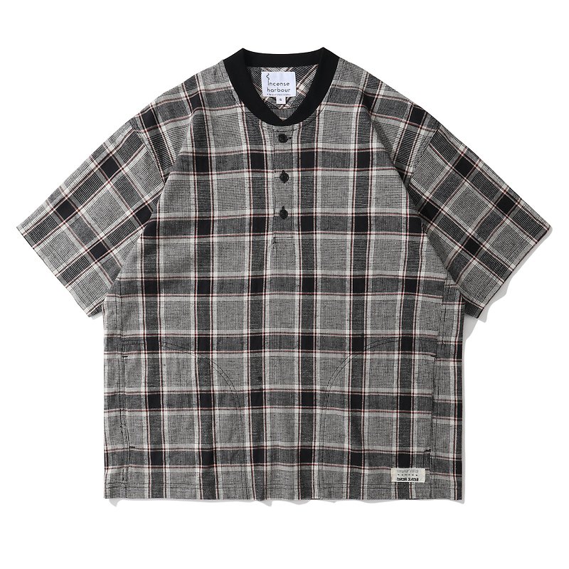 Incense Harbou Japanese cotton brushed large plaid pullover for men and women - Unisex Hoodies & T-Shirts - Cotton & Hemp Gray