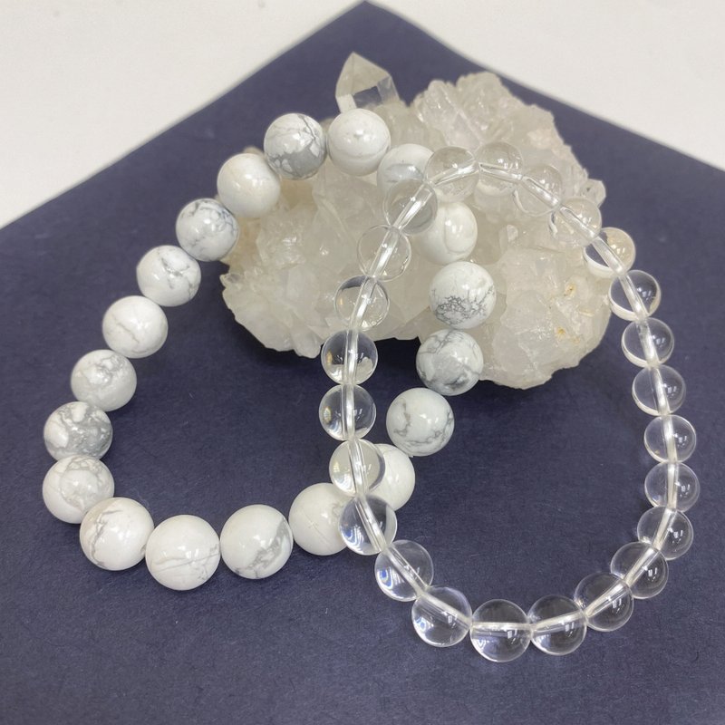 Edith & Jaz • Crystal White Howlite Stretch Bracelet Set - สร้อยข้อมือ - เครื่องประดับพลอย ขาว