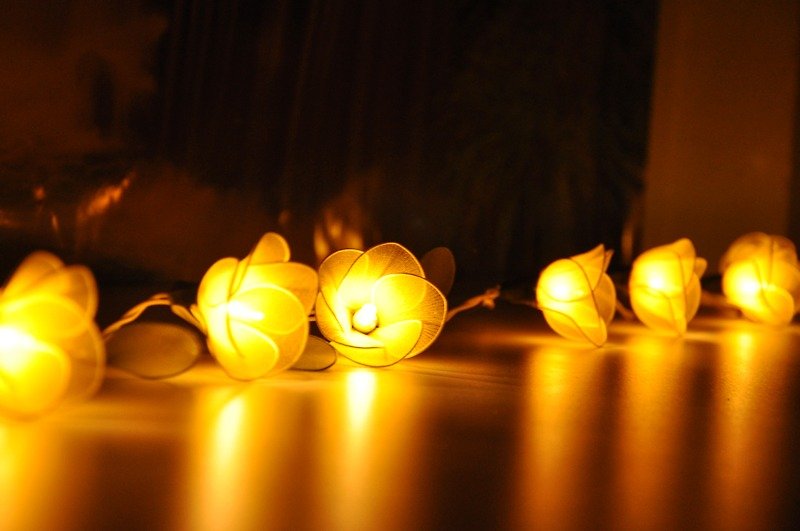 20 Yellow Flower String Lights for Home Decoration Wedding Party Bedroom Patio and Decoration - โคมไฟ - วัสดุอื่นๆ 