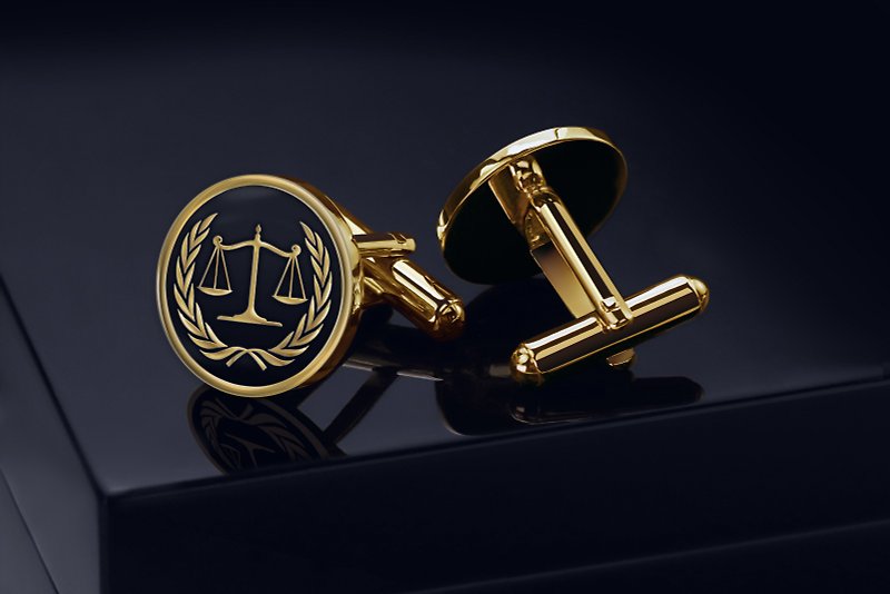 Gold-plated Lawyer Cufflinks, Lawyer gift, Law Cufflinks, Scales of Justice - Cuff Links - Precious Metals Gold