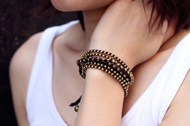 Brass Woven Wrap Bracelets Short Necklaces Multi Strand Punk Rock Strong - Bracelets - Other Metals Brown