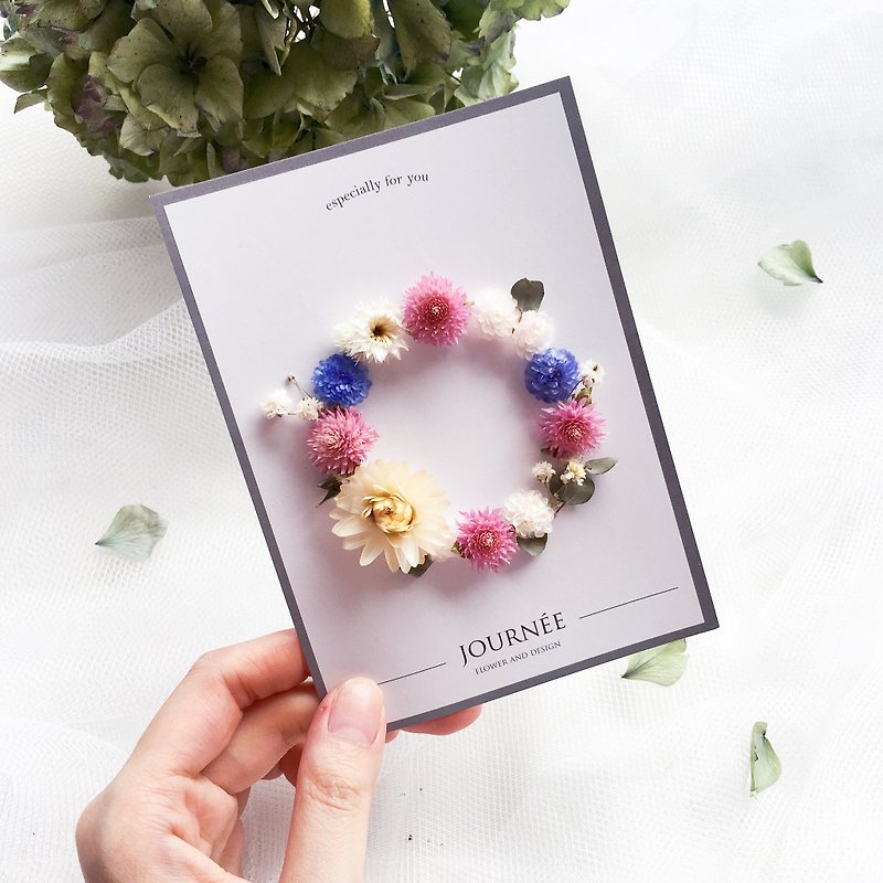 {Journee} small wreath dry flower card with boxed; dried bouquet Valentine's Day gift birthday gift Mother's Day gift graduation gift wedding small thing - Cards & Postcards - Plants & Flowers 