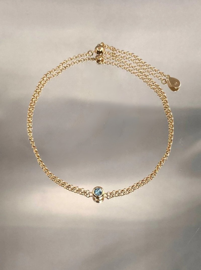 Ethical Aquamarine Bracelet - K18 - สร้อยข้อมือ - เครื่องเพชรพลอย สีน้ำเงิน