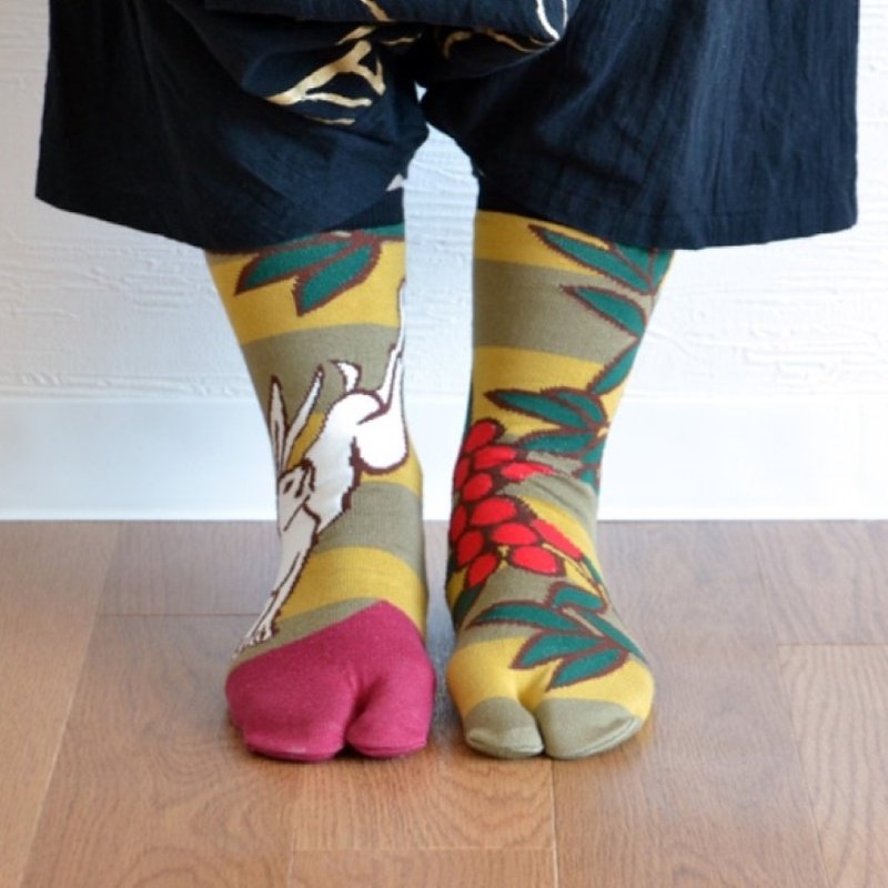 Tabi bottom (normal length) - Treasure hunt of smiling messenger - Socks - Cotton & Hemp Multicolor