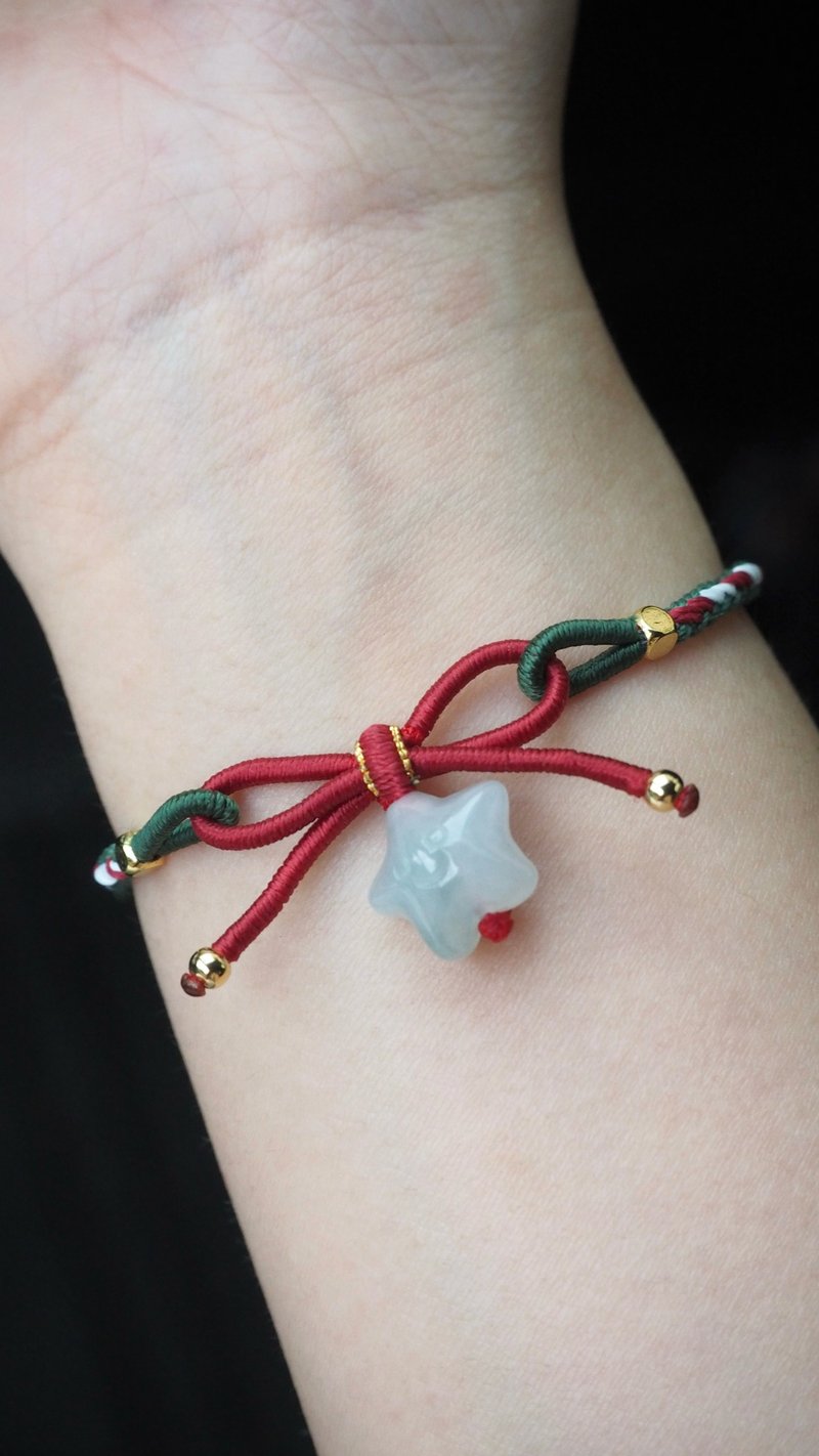 寶淇 -  暖星-星星蝴蝶結手繩 - 天然A貨翡翠 - 手鍊/手鐲 - 玉石 多色