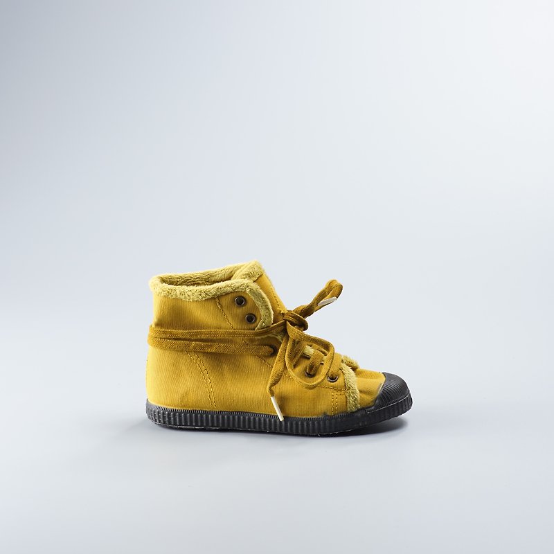 西班牙帆布鞋 冬季刷毛 黃色 黑頭 洗舊  959777 童鞋尺寸 - 男/女童鞋 - 棉．麻 黃色
