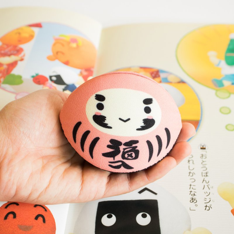 Pink daruma coin purse. Lucky in Love for Valentine's gift. - 零錢包/小錢包 - 棉．麻 粉紅色