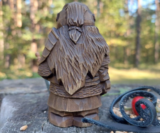 Seated Tyr, Norse God of War Statue - Wood Finish, Celtic God