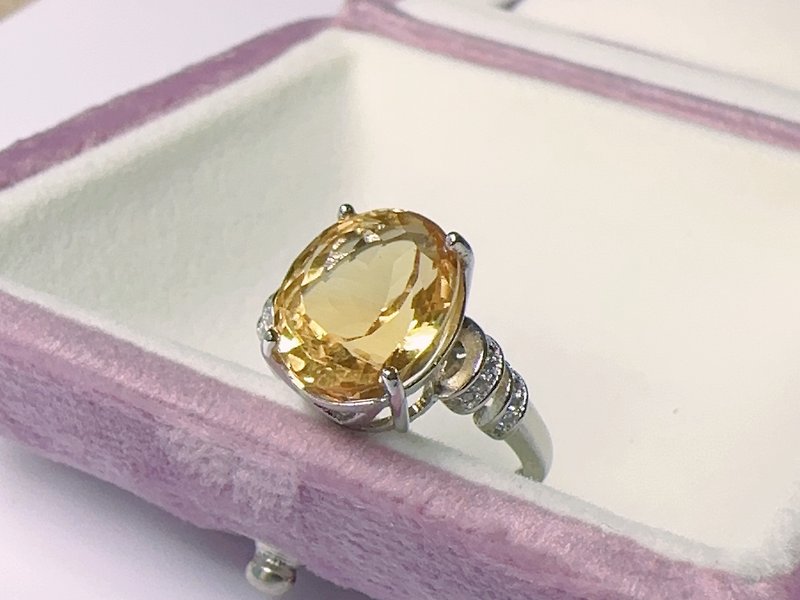 【Christmas Gift Box】5.8 Carat Natural Citrine Fancy Cut Sterling Silver Ring Lucky Lines - General Rings - Sterling Silver 