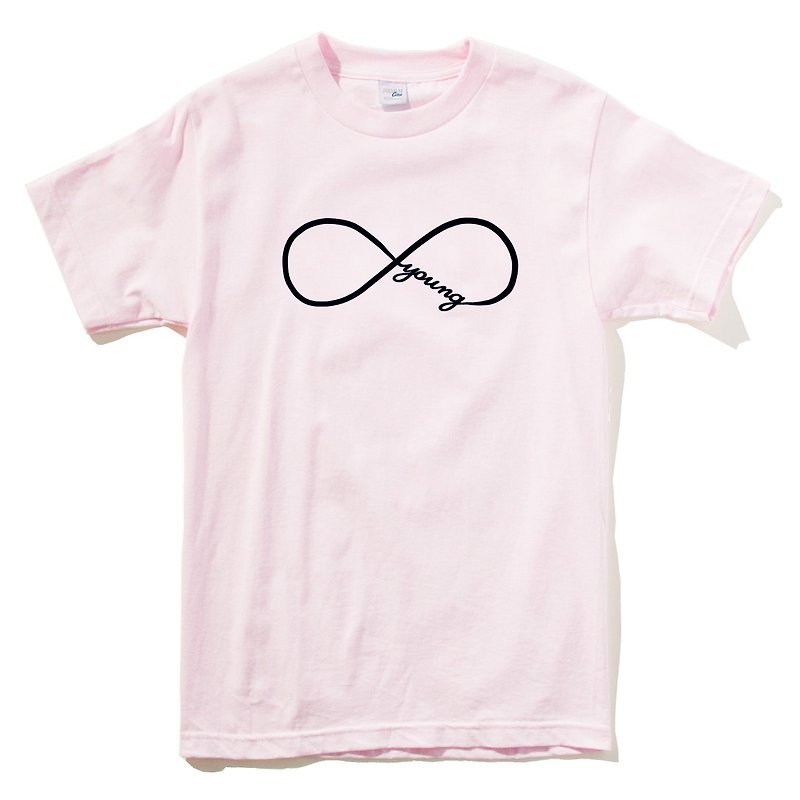 Forever Young infinity #2 短袖T恤 淺粉色 永遠年輕 文青禮物 - 女 T 恤 - 棉．麻 粉紅色