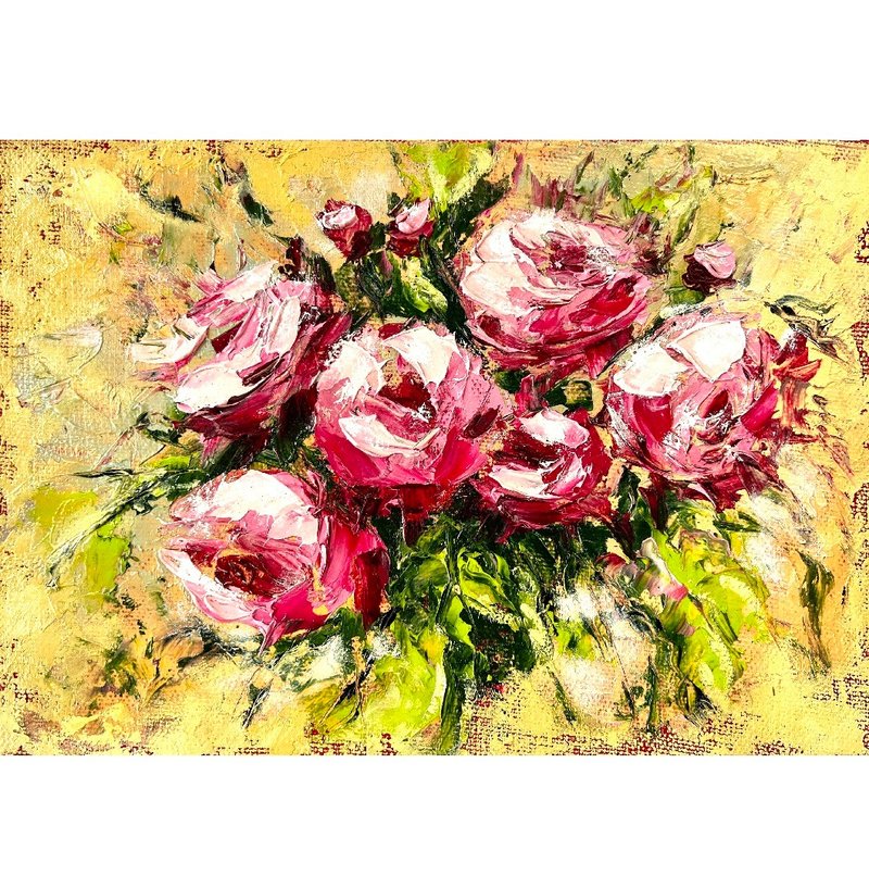 Peonies Painting Flowers Original Art Floral 20x30 cm/ 8x12 inch - 海報/掛畫/掛布 - 棉．麻 多色