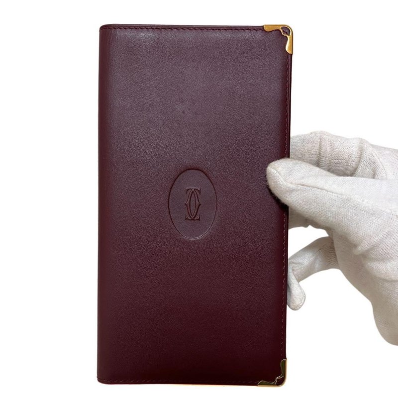 本物 Cartier カルティエ 長財布 二つ折り 札入れ マストライン ボルドー 中古 - 錢包/皮夾/長短夾 - 其他材質 紅色