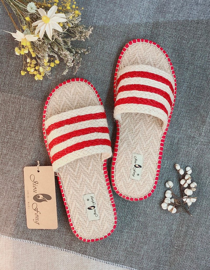 Jiou-fong Nanyang style handmade striped linen slippers ∣ can be used indoors or out