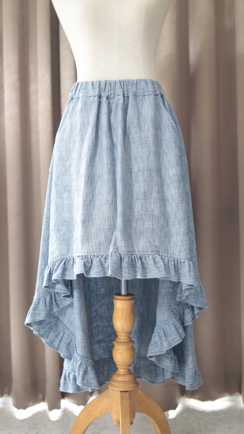 Loom & Leaf - Artisanal Mermaid Skirt - 裙子/長裙 - 棉．麻 藍色