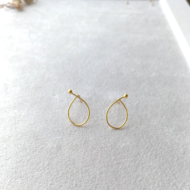 e030-貼近-黃銅貼耳耳環 - 耳環/耳夾 - 其他金屬 金色