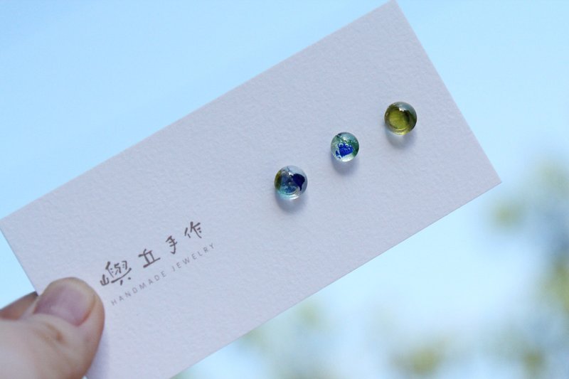 窯燒玻璃 耳針/耳環 925純銀針 A01 - 耳環/耳夾/耳骨夾 - 銀 綠色